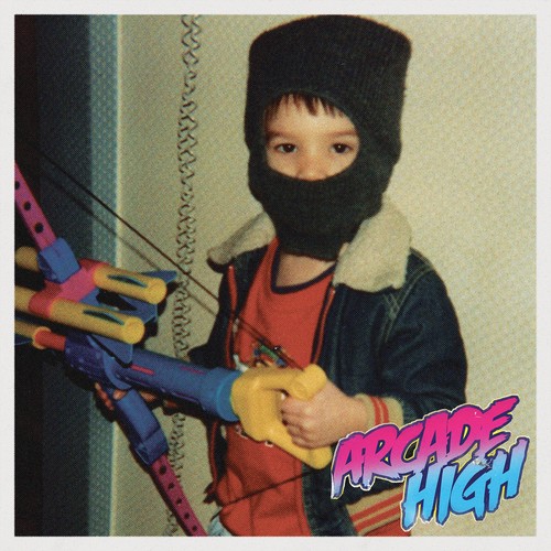 Arcade High – Arcade High album cover, a vintage photo of a child in a knit balaclava holding a toy bow