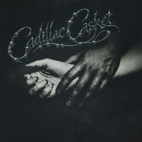Mareux – Cadillac Casket single cover: black-and-white photo of two hands touching against a dark background, with the title Cadillac Casket in ornate silver chrome lettering above
