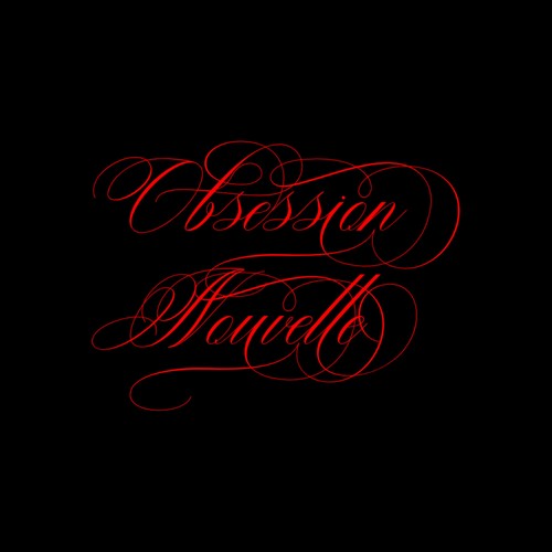 OH MADONNA – Obsession Nouvelle: the title written in ornate red calligraphic script on a plain black background
